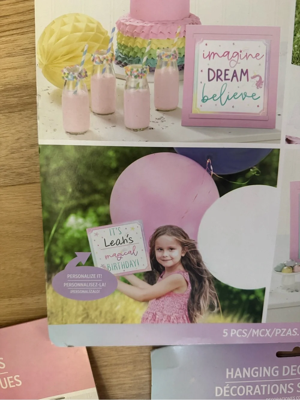 Pink Unicorn Hanging Party Decorations - Set